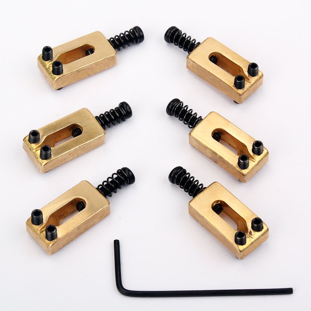 SDENSHI E-Gitarre Zubehör, 6Pcs Gitarre Tremolo Brücke Sattel, Roller Bridge Tremolo Sättel, Golden