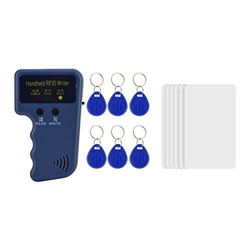 Garsent 125 kHz RFID ID Kopierer, Handheld ID Card Reader Writer Duplikator + 6 Stücke Keyfobs + 6 Stücke Schlüsselkarten