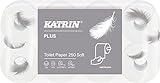 Katrin Toilettenpapier 3 lagig, Klopapier, WC Papier– Katrin Plus Toilet 250 SOFT – 9 x 8 Rollen, sehr weich, weiß