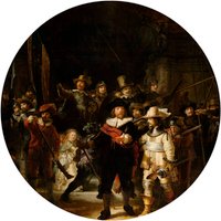K&L Wall Art Vliestapete »Runde Vliestapete«, Rembrandt Kunst Die Nachtwache, mehrfarbig, matt - bunt