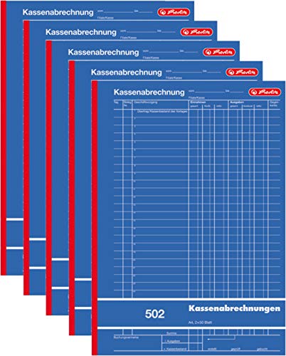Herlitz 882415 Kassenabrechnungsbuch 502, Karton, A4, 2x50 Blatt blau (5)