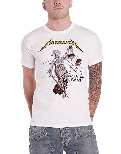 Metallica Justice Männer T-Shirt weiß S 100% Baumwolle Band-Merch, Bands
