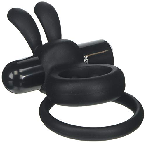 Screaming O geladen OHARE wiederaufladbar tragbar Kaninchen vibrierender Penisring, schwarz