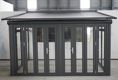 Arilco Terrassenüberdachung | Wintergarten | Inklusive Seitenwände mit Frontschiebertüren | Neu | 12mm VSG-Glas | 5m x 4m…