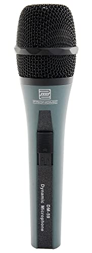 Pronomic DM-59 Mikrofon mit Schalter - Professionelles Gesangmikrofon für Bühne und Proberaum - Inkl. Mikrofonklemme, XLR Kabel und Koffer - Windschutz aus Metall - Robustes Druckgussgehäuse