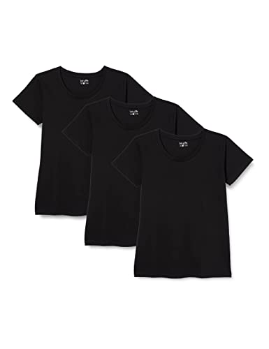 berydale Damen T-Shirt mit Rundhalsausschnitt aus 100% Baumwolle, Schwarz (3er Pack), XL