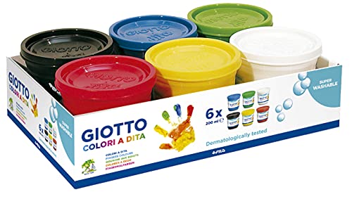 Giotto DITA Fingermalfarbe im Set 6 Farben à 200 ml 5350 00, Mehrfarbig, 6X 200ml