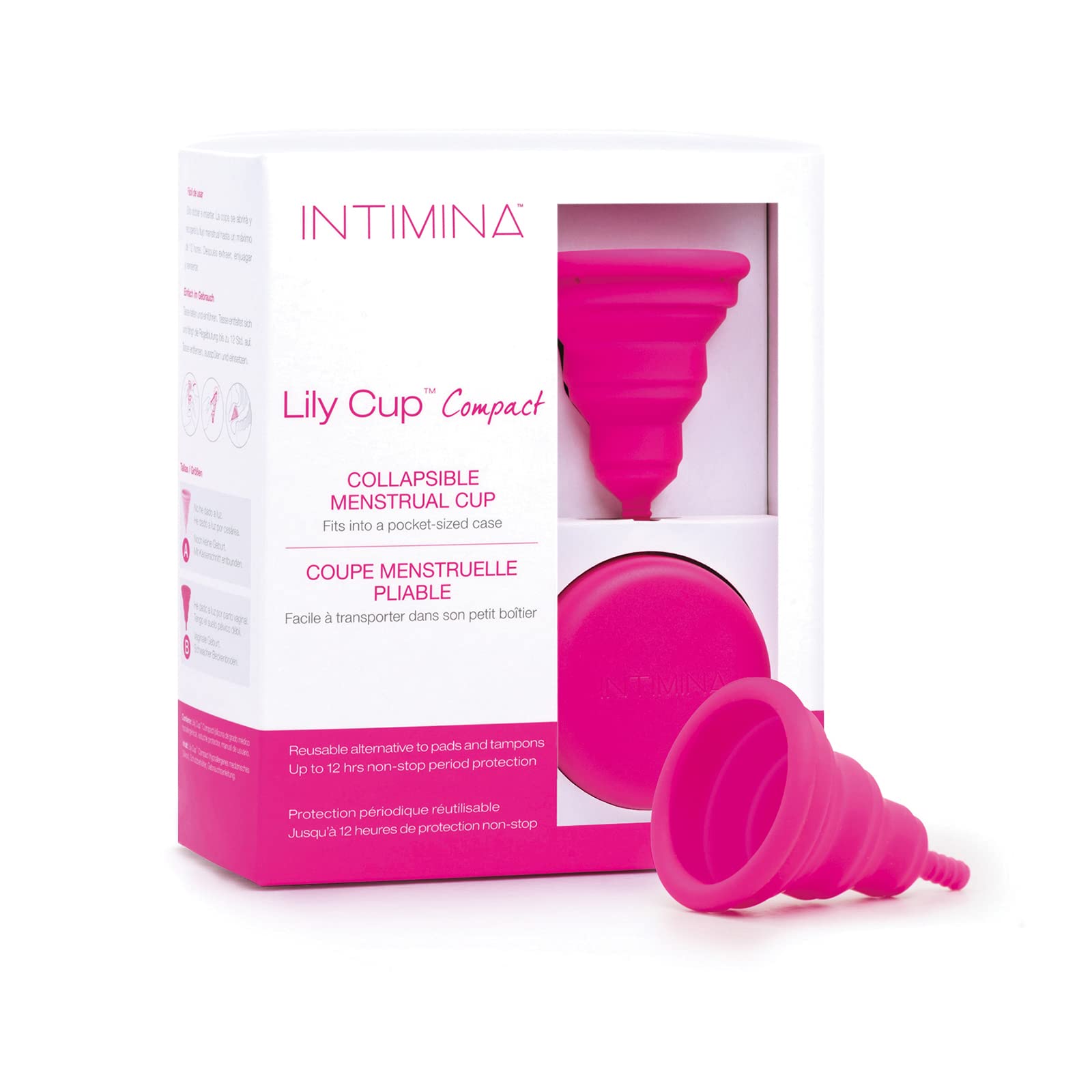 Intimina Lily Cup Compact Größe B – Zusammenklappbare Menstruationstasse mit kompaktem Flachfaltdesign, wiederverwendbarer Menstruationsschutz für überall