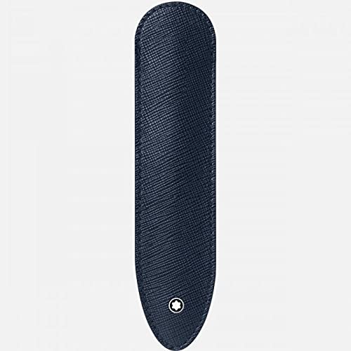 Montblanc Sartorial Hülle für 1 Schreibgerät aus Kalbsleder mit Futter aus Baumwolle und Polyamid in der Farbe Blau, Maße: 15cm x 3,5cm x 0,5cm, 128603