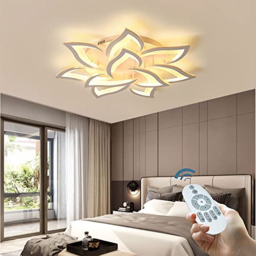 Moderne Schlichtheit LED Deckenleuchte Schlafzimmer Wohnzimmer Romantische Licht in Blütenblätter Fernbedienung Dimmbar Deckenleuchte Acrylplatte Lampe,85cm
