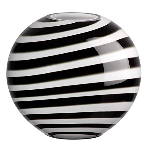 CRISTALICA Kugelvase Glas Dekoration Ballvase Grazia Gala 19,5cm weiß schwarz