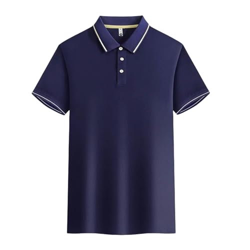 OTBEHUWJ T-Shirt Shirt Herren Sommer Herren Kurzarm Polo Shirt Herrengeschäft Casual Polo Shirt-Dunkelblau-S