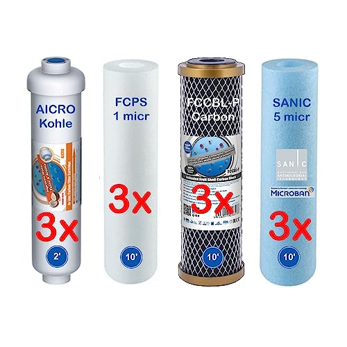 Filterset 1,5 Jahre Ersatzfilter 10' für RETEC Ultimate PLUS PRO Perfect Water No. 1 passend für alle 5 Stufen 10" Osmoseanlagen