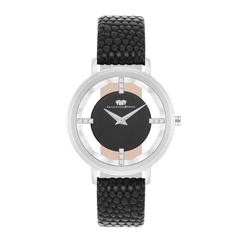 Rhodenwald & Söhne Damen Uhr analog Japan Quarzwerk mit Echtleder schwarz Armband 10010422
