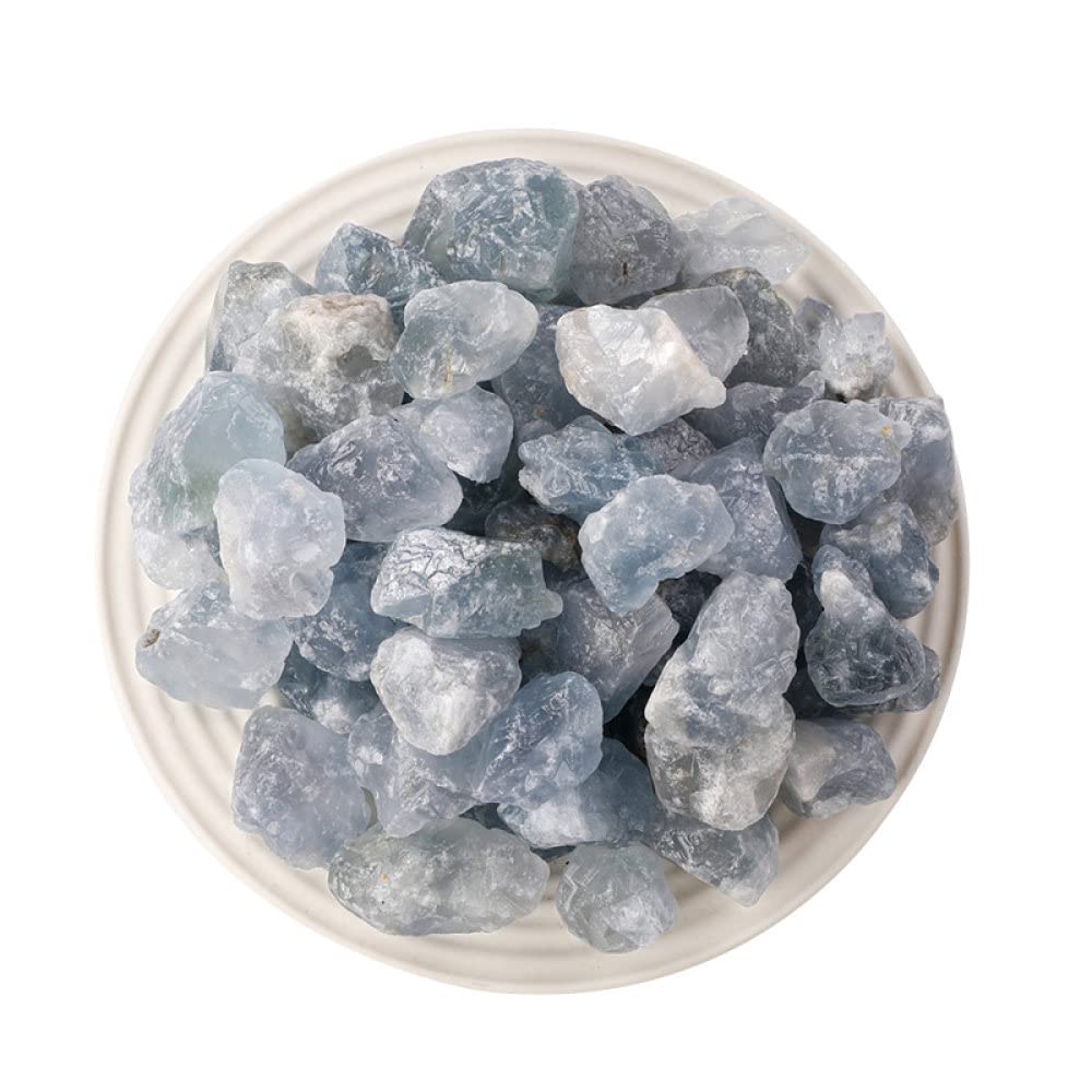 LIJUCAI 100g Grobe Coelestin Natur- und Mineralsteine ​​Heilkristalle Blaue Natursteine ​​Ornamente für Zuhause,2,3cm 100g