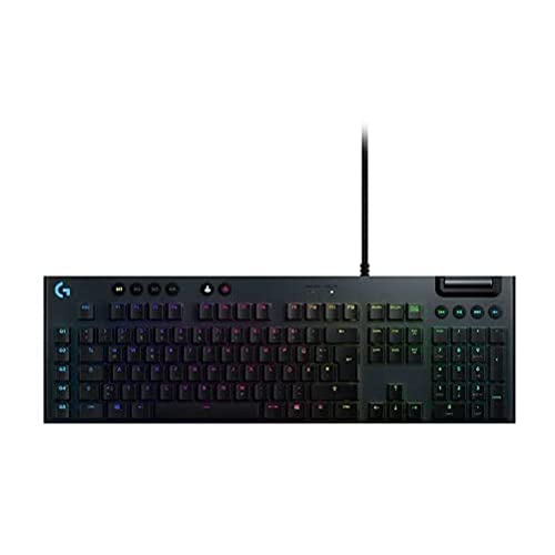 Logitech G815 LIGHTSYNC RGB Mechanische Gaming-Tastatur mit flachem taktilem GL-Tasten-Switch, 5 programmierbaren G-Tasten, USB-Durchschleifung, speziellen Multimedia-Bedienelementen