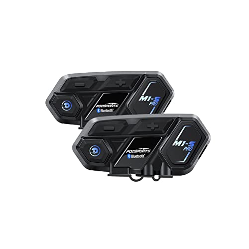 Fodsports M1-S Pro Motorrad Bluetooth Headset, Motorrad Intercom, Gleichzeitige Kommunikation von 8 Reiters innerhalb von 2000m, 900mAh Akku,GPS, HiFi Musik, Universelle Konnektivität (2 Packungen)