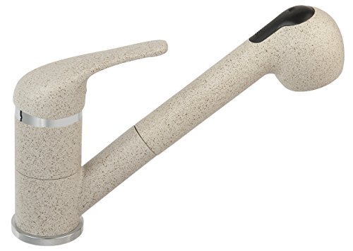 Spültischarmatur Niederdruck Granit Beige Sand Küchenarmatur mit Brause für Boiler Untertischgerät