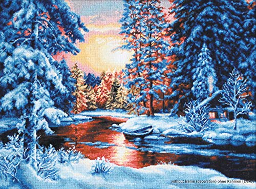 Luca-S Winterlandschaft Kreuzstichset, Baumwolle, Mehrfarbig, 51x36,5cm