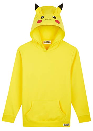 Pokemon Pullover Jungen Hoodie Kinder Pikachu Pokeball, (11-12 Jahre, Gelb)