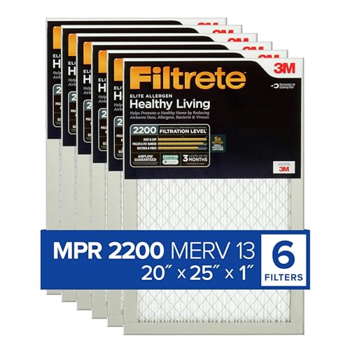 Filtrete EA03–6pk-1e Air Filter, 20 in. x 25 in. x 1 in, weiß