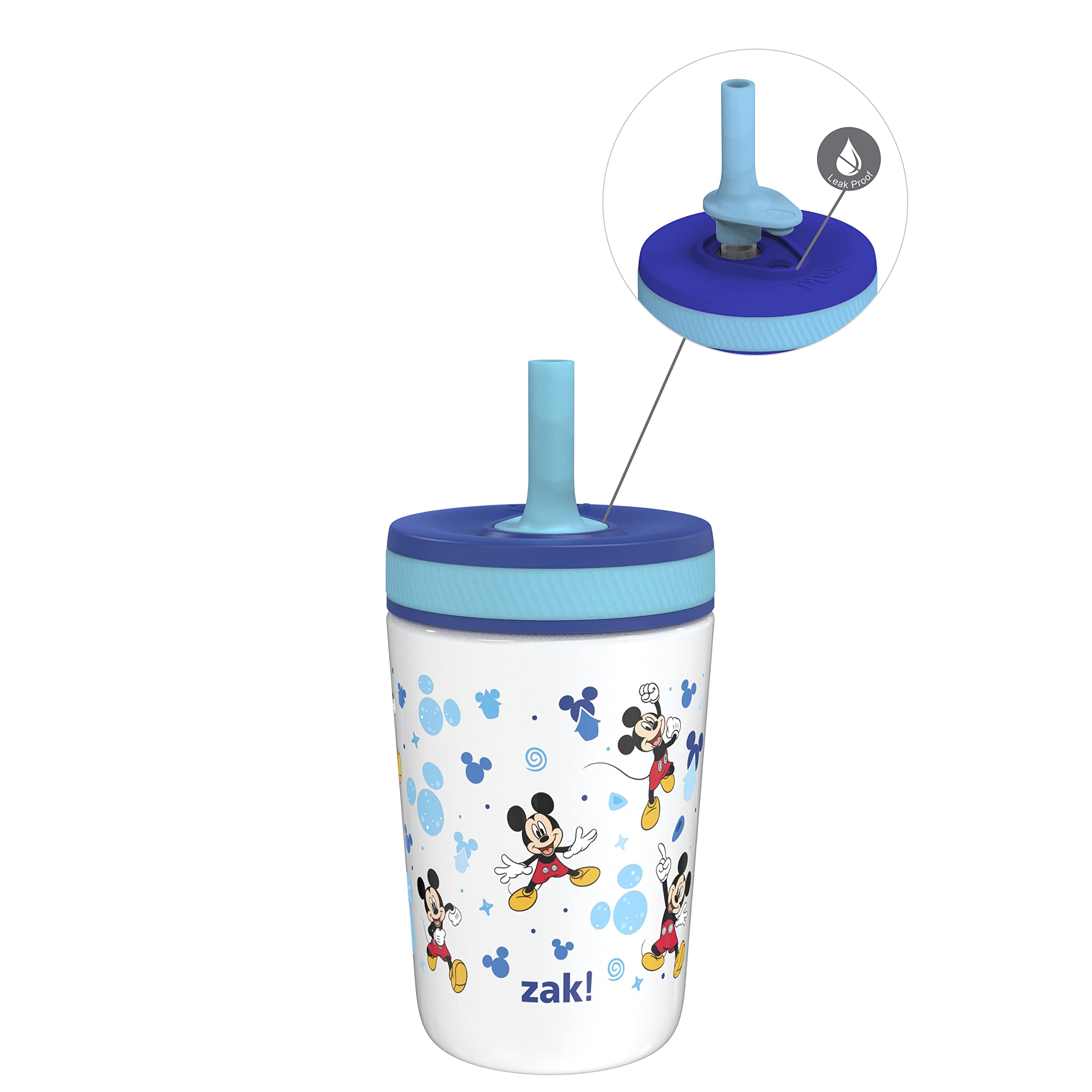 Zak Designs Disney Kelso Kleinkindbecher für Reisen oder zu Hause, vakuumisolierter Edelstahl-Schnabelbecher mit auslaufsicherem Design, perfekt für Kinder (Mickey Mouse)