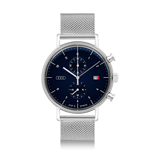 Audi 3102200300 Chronograph Uhr Armbanduhr Ringe Logo Herren, Silber/blau