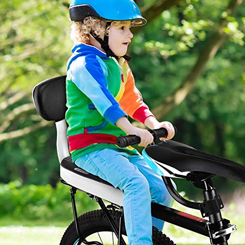 AYNEFY Fahrrad hinten Sitz Kissen,Rutschfestem Handlauf Rücksitz Kind Sicherheit Carrier Fahrrad Baby Sitz inkl Kissen und Ruckenlehne Armlehne Handlauf
