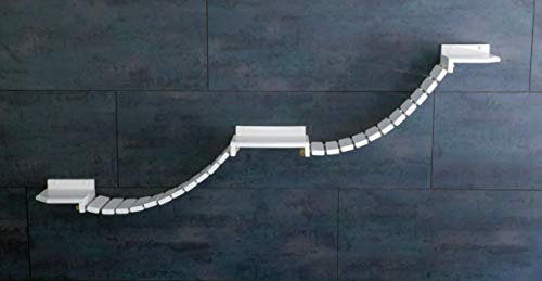 Jennys Tiershop Doppel-Hängebrücke in weiß, handgefertigte Tiermöbel/Luxusmöbel, Katzenmöbel in vielen Ausführungen, Katzenmöbel. Hier: Doppel-Hängebrücke 255 x 25 cm weiß (hj)