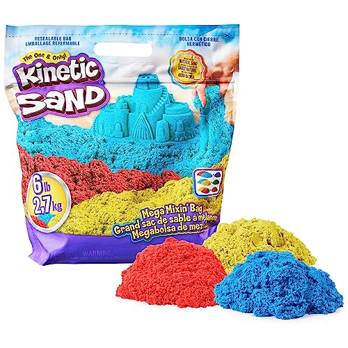 Kinetic Sand, 2,7 kg Mega Mixin' Bag mit rotem, gelbem und blauem Spielsand (exklusiv bei Amazon), sensorisches Spielzeug für Kinder ab 3 Jahren