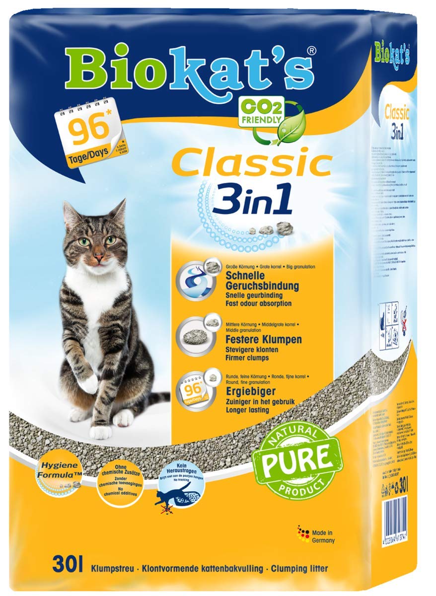 Biokat's Classic 3in1 ohne Duft - Klumpende Katzenstreu mit 3 unterschiedlichen Korngrößen - 1 Sack (1 x 30 L)