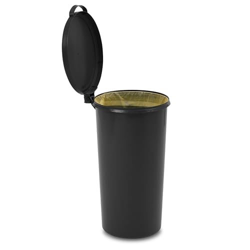 KUEFA VL 60l Müllsackständer, Mülleimer, Sammelbehälter mit Scharnierdeckel für den Gelben Sack, Pfandflaschen, Leergut (1, Grau)