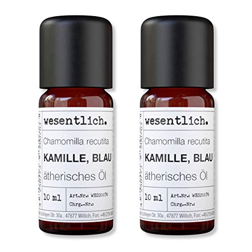 wesentlich. Kamille Öl blau - ätherisches Öl - 100% naturrein (Glasflasche) - u.a. für Duftlampe und Diffuser (2x10ml)