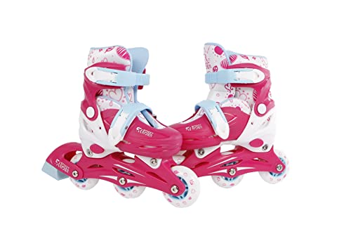 Kids Globe 720509 Street Rider Inlineskates (Inliner) rosa/weiß, verstellbar von Größe 27-30, abec7 Alurahmen