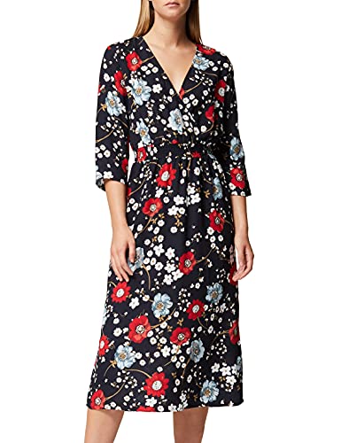 Amazon-Marke: TRUTH & FABLE Damen kleider Cbtf036, Mehrfarbig (Floral Print), 40, Label:L