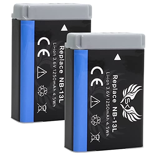 2X SK Akku Ersatz für Canon NB-13L | 1250mAh | für PowerShot G1 X Mark III / G5 X G9 X Mark II / G7 X Mark II - III / SX720 HS / SX730 HS / SX740 HS