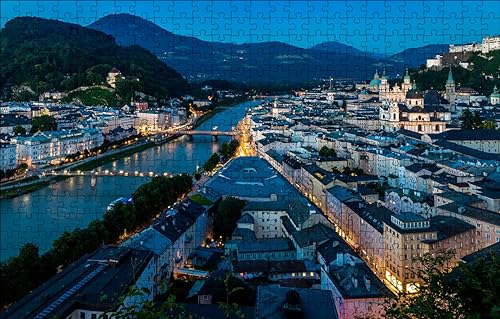 GUOHLOZ Puzzle 1000 Teile - Puzzel für Erwachsene - 100% Recycelten hölzern Puzzle Erwachsene und Kinder - Familienspaß Österreich, Salzburg, 75x50cm