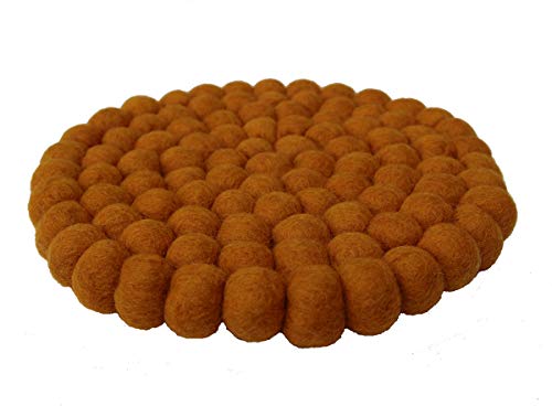 Maharanis Filz Topf Untersetzer senf mustard 22 cm handgefertigt aus reiner Wolle