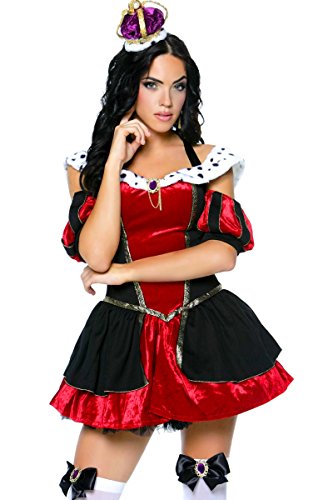 Leg Avenue 83582 - Elegante Königin Karneval Kostüm 3-teilig - rot/schwarz (Small)
