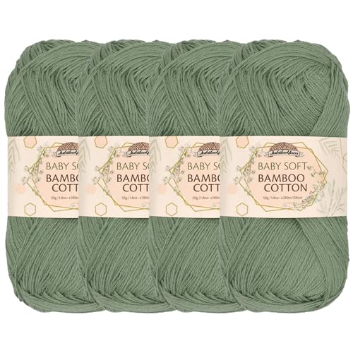 JubileeYarn Baby Soft Bamboo Cotton Yarn - 50g/Strang - Burning Sage - 4 Knäuel