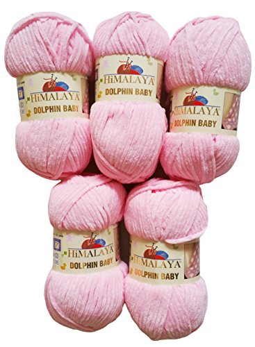 5 x 100 Gramm Babywolle 39,90€/Kg rosa 80319, 500 Gramm Wolle Himalaya Dolphin Super Bulky