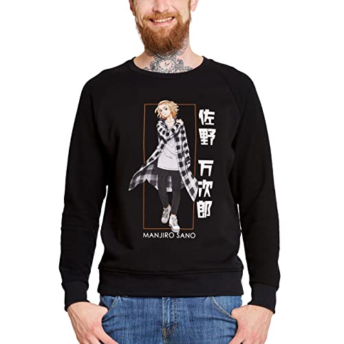 Elbenwald Tokyo Revengers Sweater mit Manjiro SanoFrontprint für Herren Damen Unisex schwarz S