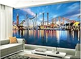 3D Wandbilder Tapete für Wände Schöne Aussicht auf das Meer Stadt Achterbahn Spielplatz Tapete Wohnkultur 3D 120cm(L)×80cm(H)
