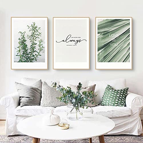 EXQUILEG 3er Poster Set, Wandbilder Grüne Blätter Pflanze,Moderne Premium Poster Set für Wohn-Schlafzimmer Wandeko, Ohne Rahmen (50x70cm)