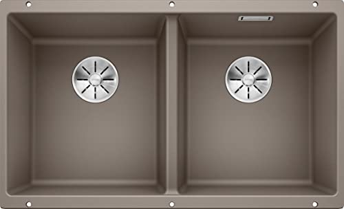 BLANCO SUBLINE 350/350-U – Unterbau Doppelspüle für die Küche für 80 cm breite Unterschränke – aus SILGRANIT – braun – 523581