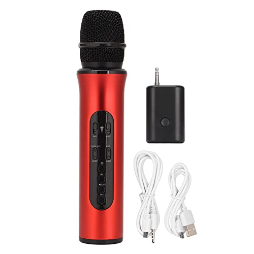 Annadue Kabelloses Bluetooth Karaoke Mikrofon, Tragbare Handheld Karaoke Mikrofon Lautsprecher Maschine, Home Party KTV Player für Alle Smartphones, PC(rot)