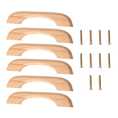 DOITOOL 10 Stück Möbelgriffe für Küchenschränke, Schubladengriffe aus Holz, mit Schrauben, Griffe aus Bogen, für Türen in der Küche (12 cm)