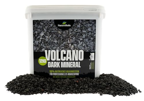 Volcano Dark Mineral | Aquarien Bodengrund | Natürliches Vulkangestein | Untergrund für Fisch & Garnelen Aquarium | 12 kg