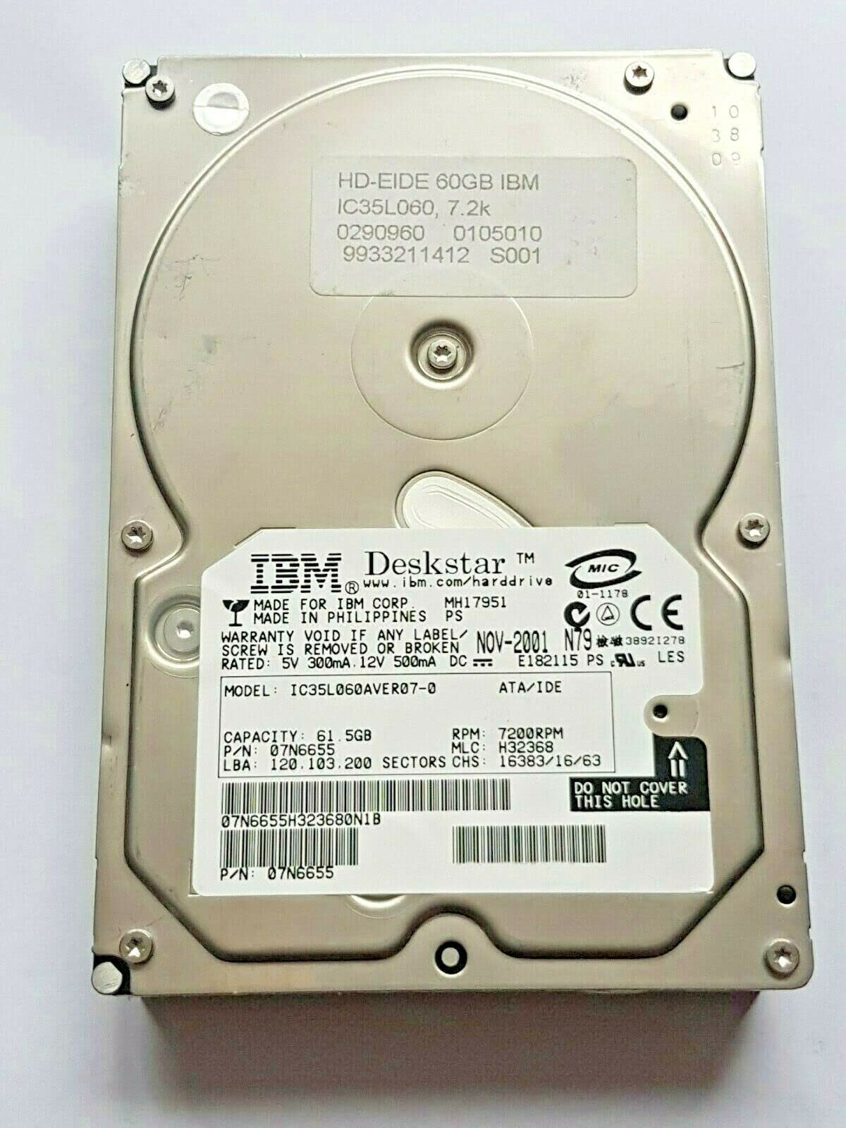 61.5 GB IDE IC35L060AVER07-0 P-ATA 7200rpm 2MB HDD 3,5" Festplatte