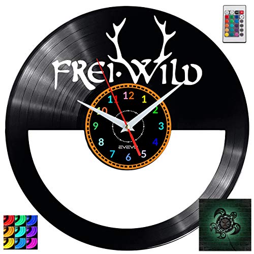 EVEVO Freiwild Wanduhr RGB LED Pilot Wanduhr Vinyl Schallplatte Retro-Uhr Handgefertigt Vintage-Geschenk Style Raum Home Dekorationen Tolles Geschenk Uhr